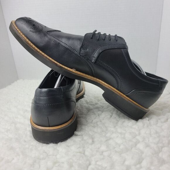 Ecco Biarritz Men's Lace up Dress Shoes Size 12 Black leather Brogue Derby - Picture 6 of 10